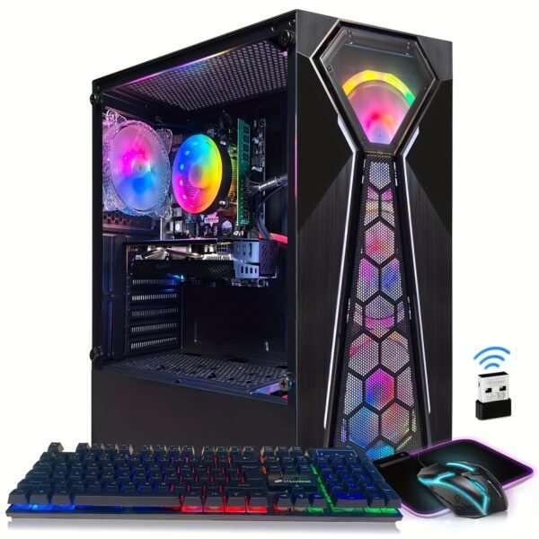 STGAubron Gaming Desktop PC, Radeon RX 580 16G GDDR5, Core i5-9400F up to 4.1GHz, 16G DDR4 Memory, 512G SSD, 600M WiFi, Wireless 5.0, RGB Fan x 4, RGB Keyboard & Mouse & Mouse Pad, W11H64 - Image 3
