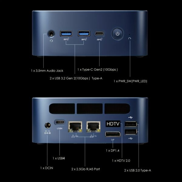 BRENUC N7P Mini Gaming Computer Pc AMD Ryzen 7 8845HS, SO-DIMM DDR5 4800MHz (64GB max), RMO M.2 2280 PCIE4.0 4 NVME (2048GB max), AMD Radeon 780m, Dark Blue - Image 5