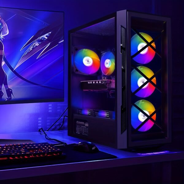 STGAubron Gaming Desktop PC, Intel Core i7 3.4G up to 3.9G, GeForce GTX 1660 Super 6G GDDR6, 16G RAM, 512G SSD, 600m WiFi, Wireless 5.0, RGB Fan x 6, RGB Keyboard&Mouse&Mouse Pad, RGB Wireless Sound Bar, W10H64 - Image 4