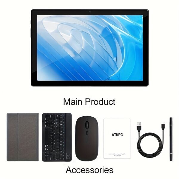 Tablet 10.1 Inch Android 14 OS Tablet, 2in 1 Tablets with Keyboard, Mouse, Case, Stylus Without Electricity, 128GB ROM 12GB (4GB+8GB) RAM, Dual Camera, Eight Core Processor, 1280 * 800 IPS High-definition Display Screen, GMS Tab, 5G Wi Fi 6, Google, Pad, Tablet, - Image 6