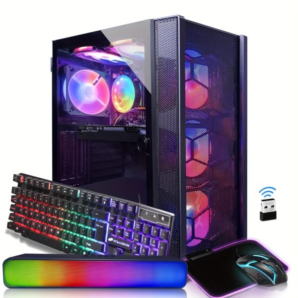 SSTGAubron Gaming Desktop PC, Intel Core I7 3.4G Up To 3.9G, 16G RAM, 512G SSD, GeForce GTX 1660 Super 6G GDDR6, 600M WiFi, Wirless 5.0, RGB Fan X 6, RGB Keyboard& Mouse& Mouse Pad, RGB Wireless Sound Bar, W10H64 - Image 3