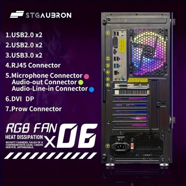 STGAubron Gaming Desktop PC, ICore I7-6700 Up To 4.0G, 32G DDR4, 1T SSD, GeForce RTX 2060 Super 8G GDDR6, 600M WiFi, Wireless 5.0, RGB Fan X 6, RGB Keyboard&Mouse, RGB Mouse Pad, 10th Gen OS - Image 5