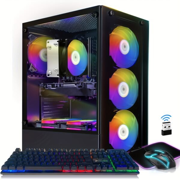 STGAubron Gaming PC Desktop - AMD Ryzen 5 PRO 2600 up to 3.9G, NVIDIA GeForce RTX 2060 6GB, 16GB DDR4, 512GB SSD, 600Mbps WiFi, 6x RGB Fans, Windows 11 Home - High-Performance Gaming & Streaming, RGB Lighting, Professional Workstation - Image 3