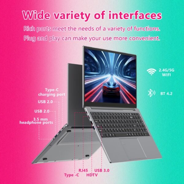 2025 Latest 15.6-inch Business Laptop with Core I7-9750H High Performance CPU 32GB RAM 512GB-1TB NVMe SSD UHD Graphics 630/ Full Featured DP P Port/RJ45 (32G+1TB SSD) Multimedia Portable Laptop for Students And Professionals | Fingerprint Secure, USB-A And Type-C Ports, HD Interface, Full Metal. - Image 4