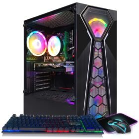 STGAubron Gaming PC Desktop - Radeon RX 550, 10th Gen Intel Core i5-9400F, 16GB DDR4, 512GB SSD, 600M WiFi, RGB Fan X 4, Windows 11 Home, RGB Keyboard & Mouse, Gaming Keyboard, Gaming Mouse, Gaming Accessories