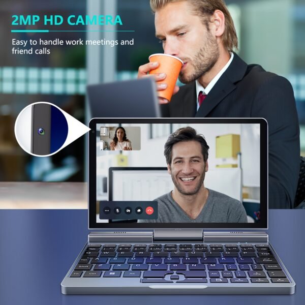 Crelander 2 In 1 Mini Laptop | 8 Inch Touchscreen Portable Computer | Intel 12th Gen N100 Processor | 12GB DDR5 RAM | 1TB M.2 SSD | PD 30W Charging | Wi-Fi 6 BT5.2 | Backlit Keyboard | - Image 4