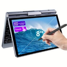 Crelander 2 In 1 Mini Laptop | 8 Inch Touchscreen Portable Computer | Intel 12th Gen N100 Processor | 12GB DDR5 RAM | 1TB M.2 SSD | PD 30W Charging | Wi-Fi 6 BT5.2 | Backlit Keyboard |