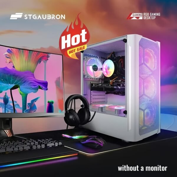 STGAubron Gaming Diamond Desktop, Core I7 3.4 GHz Up To 3.9 GHz, GTX 1660 Ti 6G GDDR6, 16G RAM, 512G SSD, WIFI, Wireless 5.0, RGB Fan X 6, RGB Keyboard & Mouse, RGB Mouse Pad, RGB BT Sound Bar, W10H64 - Image 4