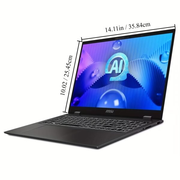 MSI Prestige 16 AI Evo Ultra Thin Professional Laptop, 16" QHD+ Display, Intel Core Ultra 7-155H, ARC Graphics, 32GB LPDDR5 RAM, 4TB NVMe SSD, Backlit Keyboard, WiFi 7, Windows 11 Home, with 32GB USB Flash Drive - Image 8
