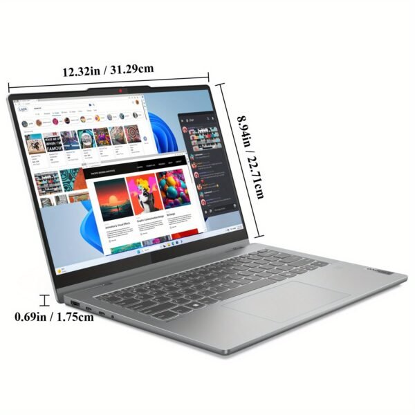 Lenovo IdeaPad 5 14" 2-in-1 Convertible Laptop - Intel Core i7-150U 10-Core Processor, 16GB LPDDR5 RAM & 2TB SSD, WUXGA IPS Touchscreen (1920x1200), Wi-Fi 6, Backlit Keyboard, Fingerprint Reader, Windows 11 Home - Luna Grey, Touchscreen Notebook, Thin Bezel Display, Highresolution Screen, Portable Computing, Sleek Design, Highquality Display, Business Professionals - Image 6