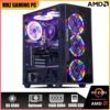 MXZ Gaming PC Desktop Computer, AMD Ryzen 5 4500 3.6GHz, RX6700XT, 16GB (8G*2) DDR4, NVME 500GB SSD, 6RGB Fans, Gamer Desktop Computer Optional RX6700XT/RX6500XT/RTX3060/RX 6600/GTX1660S