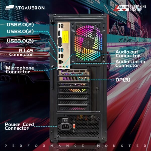 STGAubron Gaming Desktop PC, Radeon RX 590 8G GDDR5, Intel Core i7 3.4G up to 3.9G, 32G RAM, 1T SSD, 600M WiFi, Wirless 5.0, RGB Fan x 4, RGB Keyboard & Mouse & Mouse Pad, RGB BT Sound Bar, W10H64 - Image 5