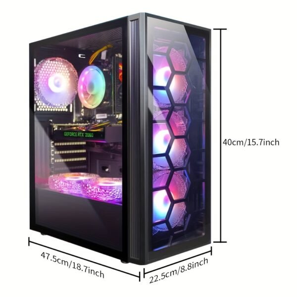 STGAubron Gaming Desktop PC, Intel Core I7 3.4 GHz up to 3.9 GHz, GeForce RTX 2060 6G GDDR6, 16G RAM, 512G SSD, WiFi, Wireless 5.0, RGB Fanx6, RGB Keyboard&Mouse, RGB Mouse Pad, RGB BT Sound Bar, W10H64 - Image 2