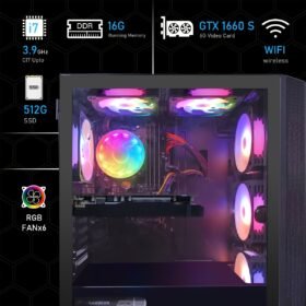 SSTGAubron Gaming Desktop PC, Intel Core I7 3.4G Up To 3.9G, 16G RAM, 512G SSD, GeForce GTX 1660 Super 6G GDDR6, 600M WiFi, Wirless 5.0, RGB Fan X 6, RGB Keyboard& Mouse& Mouse Pad, RGB Wireless Sound Bar, W10H64