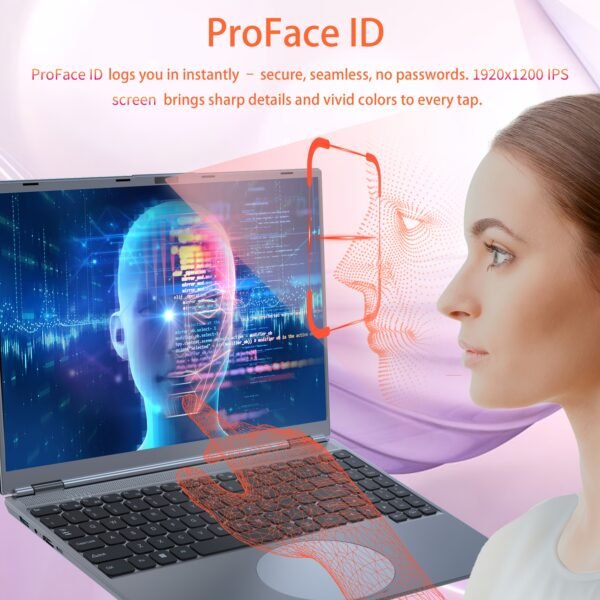 2025 Latest 16-inch Touch Screen Laptop Computer, Core I3-8109U, 16G RAM, 512G NVMe, Adjustable Seven-color Backlit Keyboard, Face Recognition Unlocking Function, 180° Opening And Closing Screen, Circular Touchpad With Brightness And Sound Adjustment, Type-C Data Transmission Interface, Suitable For Family, Students, Multimedia, Suitable As A Gift For Friends And Family. Notebook. - Image 4