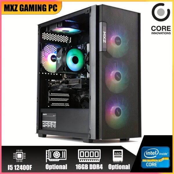 MXZ Gaming PC Computer Intel Core I5 12400F, 8GB*2(16GB) DDR4, NVME M2 500G/1TB, 5RGB Fans, Gamer Desktop Computer Optional RTX 4060|RTX 3060TI|RTX2060S|RX6750GRE