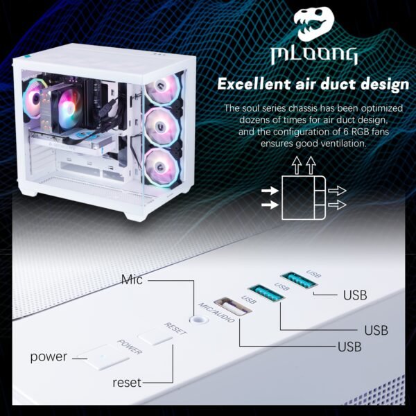 Mloong Gaming PC AMD Ryzen 7 5700X3D CPU, GeForce RTX 4060ti, 1TB NVME SSD, 32GB DDR4 RAM, 7ARGB Fans, Gaming Desktop - Image 7