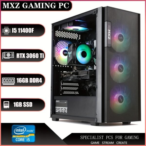 MXZ Gaming PC Computer I5 11400F, RTX3060Ti, 8GB*2 DDR4, NVME M2 1T, 6RGB Fans, Gamer Desktop Computer(I5 11400F| RTX3060Ti) - Image 3
