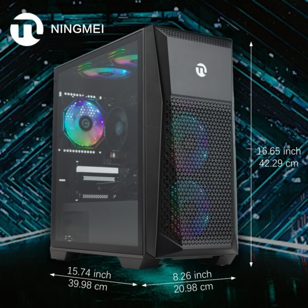 Ningmei Gaming Desktop PC AMD Ryzen 7 5700G, Radeon Vega8, 16GB DDR4 RAM, 1TB SSD, 6 RGB Fans, Gaming Desktop - Image 2
