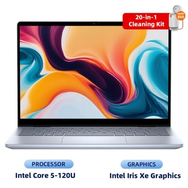 DELL Inspiron 14 7740 2-in-1 Laptop, 14" FHD+ Touchscreen, Intel Core i5 120U Processor, 24GB DDR5, 2TB SSD, Intel Graphics, 10-Hour Long Battery Life, Wi-Fi 6E, Backlit Keyboard, Camera, Windows 11 Home, Ice Blue, with Cleaning Brush