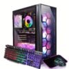 STGAubron Gaming PC Desktop with AMD Ryzen 5 PRO 2400G up to 3.9G, Radeon RX 580 16G GDDR5, 16GB DDR4, 512GB SSD, 600m WiFi, RGB Fans x6, RGB Mouse & Keyboard, Windows 10 Home – 60+ FPS Gaming, Streaming & Content Creation Computer, Highperformance Computing, Vibrant Lighting System, Effective Cooling System, Esports Rig, Sleek Desktop, Efficient Cooling, Gaming Setup, Tech Enthusiasts