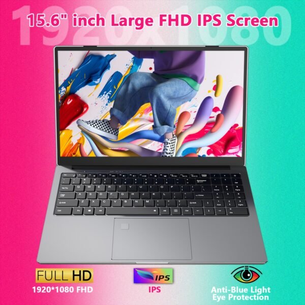2025 Latest 15.6-inch Business Laptop with Core I7-9750H High Performance CPU 32GB RAM 512GB-1TB NVMe SSD UHD Graphics 630/ Full Featured DP P Port/RJ45 (32G+1TB SSD) Multimedia Portable Laptop for Students And Professionals | Fingerprint Secure, USB-A And Type-C Ports, HD Interface, Full Metal. - Image 5