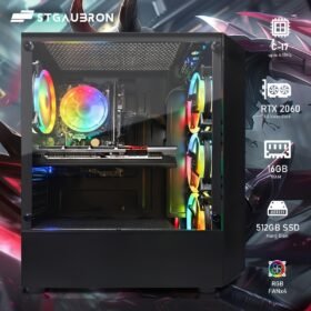 STG Aubron Gaming PC Desktop, GeForce RTX 2060m 6G, Core i7 up to 3.9GHz, 16G DDR3, 512G SSD, 600m WiFi 6, RGB Fan x4, RGB Mouse Pad, Windows10 Home