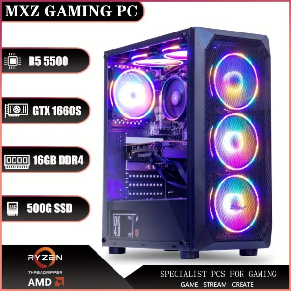 MXZ Gaming PC Computer AMD Ryzen 5 5500 3.6GHz, GeForce GTX 1660S, 16GB(8G*2) DDR4 3200, NVME 500GB SSD, 6RGB Fans, WIFI & Gamer Desktop Computer (R5 5500| GTX1660S) - Image 3