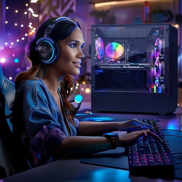 STGAubron Gaming PC Desktop, Radeon RX 580 16G, AMD RYZEN 5 PRO 2600 3.4GHZ, 16G DDR4, 512G SSD, 600m WiFi, Wireless 5.0, RGB Fan X 4, RGB Mouse Pad, Windows 11 - Image 4