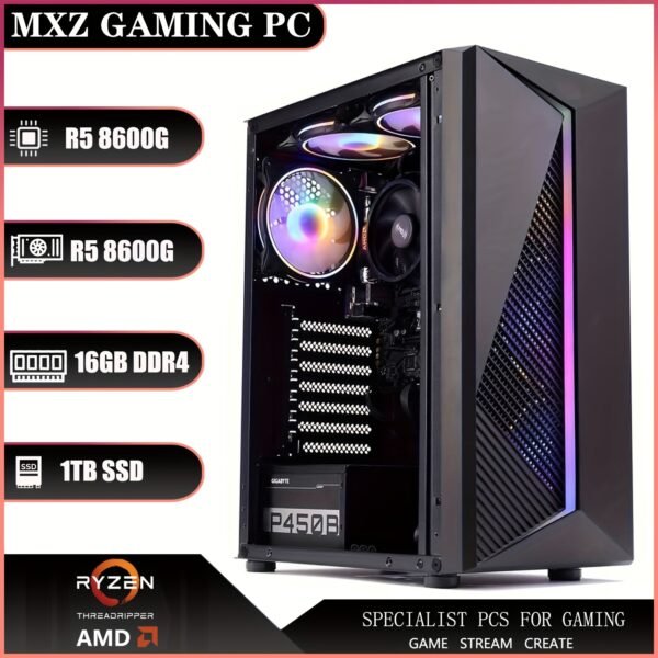 MXZ Gaming PC Desktop Computer, AMD Ryzen 5 8600G 3.6GHz, AMD Radeon Vega 7 Graphics, A620, 16GB DDR5, NVME 1 T SSD, 6RGB Fans, Gamer Desktop Computer(R5 8600G) - Image 2