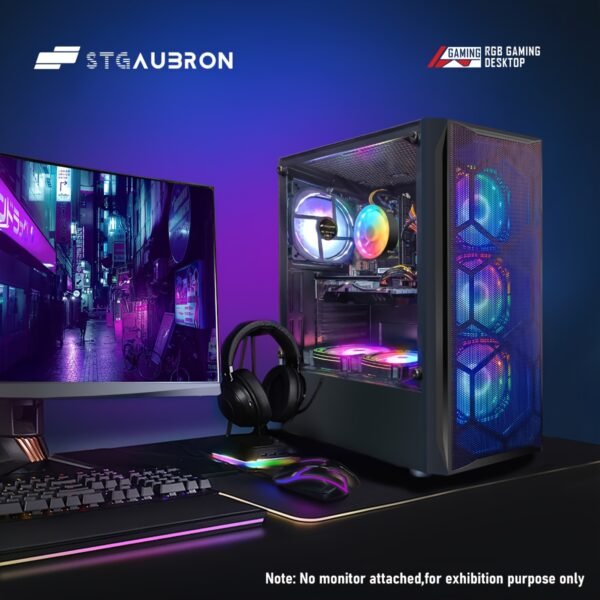 STGAubron Gaming Desktop PC Computer, Intel Core I7 3.4 GHz up to 3.9 GHz, Radeon RX 580 8G GDDR5, 16G RAM, 512G SSD, WiFi, Wireless 5.0, RGB Fanx6, RGB Keyboard&Mouse&Mouse Pad, RGB BT Sound Bar, W10H64 - Image 4