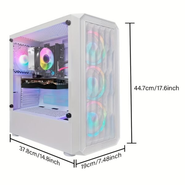 STGAubron Gaming PC Desktop with AMD Athlon 3000G 3.5G, RX 580 8G GDDR5, 16GB DDR4, 1TB SSD, 600m WiFi, RGB Fans & Mouse Pad, Windows 11 Home - White, Multitasking Computer | Sleek White Design | Rgb Lighting - Image 2