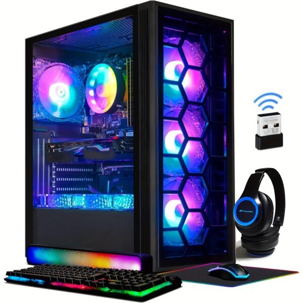 STGAubron Gaming Desktop PC, Core I7 3.4G Up To 3.9G, GeForce RTX 2060 Super 8G GDDR6, 32G, 1TB SSD, WiFi, Wireless 5.0, RGB Keybaord, RGB Mouse Pad, RGB Wireless Sound Bar, RGB Wireless Headset Mic, W10H64 - Image 3