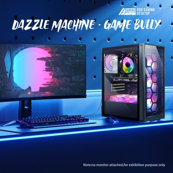 STGAubron Gaming PC Desktop with AMD Ryzen 5 PRO 2400G up to 3.9G, Radeon RX 580 16G GDDR5, 16GB DDR4, 512GB SSD, 600m WiFi, RGB Fans x6, RGB Mouse & Keyboard, Windows 10 Home – 60+ FPS Gaming, Streaming & Content Creation Computer, Highperformance Computing, Vibrant Lighting System, Effective Cooling System, Esports Rig, Sleek Desktop, Efficient Cooling, Gaming Setup, Tech Enthusiasts - Image 4