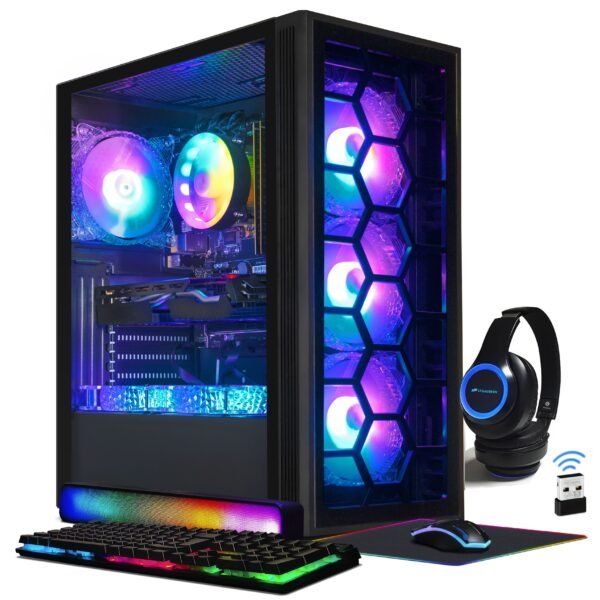 STGAubron Gaming Desktop PC, Intel Core I7 3.4 GHz up to 3.9 GHz, GeForce RTX 2060 6G GDDR6, 16G RAM, 512G SSD, WiFi, Wireless 5.0, RGB Fanx6, RGB Keyboard&Mouse, RGB Mouse Pad, RGB BT Sound Bar, W10H64