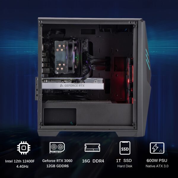 Ningmei Gaming PC Intel Core I5 12400F GeForce RTX 3060 1TB SSD 16GB RAM Gaming Desktop - Image 7