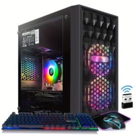 STGAubron Gaming PC Computer Desktop, Radeon RX 580 8G GDDR5, I5-9400F Up To 4.1GHz, 16G DDR4 Memory, 512G SSD, 600M WiFi, RGB Fan X 2, Windows 11 Home