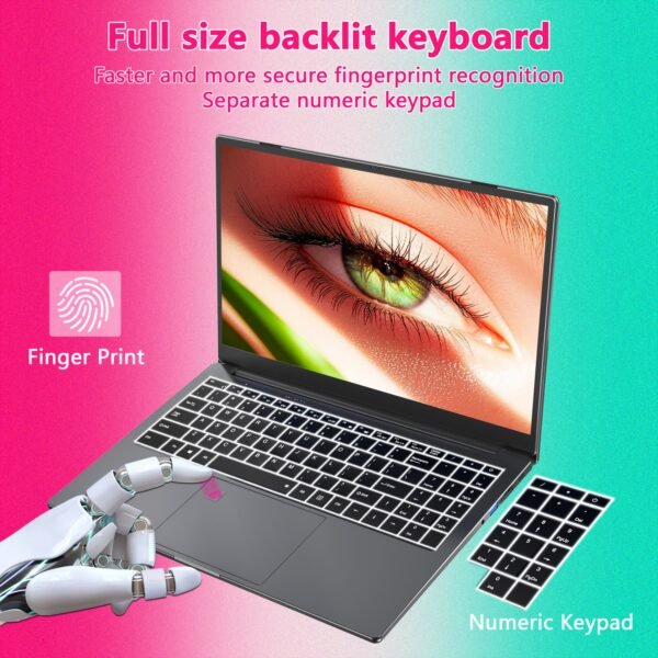 2025 Latest 15.6-inch Business Laptop with Core I7-9750H High Performance CPU 32GB RAM 512GB-1TB NVMe SSD UHD Graphics 630/ Full Featured DP P Port/RJ45 (32G+1TB SSD) Multimedia Portable Laptop for Students And Professionals | Fingerprint Secure, USB-A And Type-C Ports, HD Interface, Full Metal. - Image 8