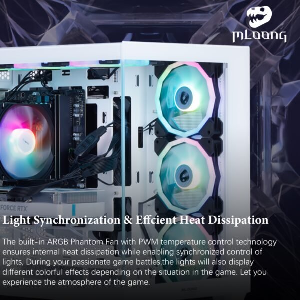 Mloong Gaming PC AMD Ryzen 5 5600 NVIDIA GeForce RTX 4060 16GB DDR4 RAM 1TB SSD 7 ARGB Fans Gaming Desktop - Image 6
