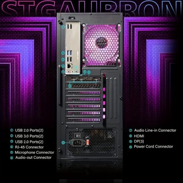 STGAubron Gaming Desktop PC, Intel Core I7 3.4 GHz up to 3.9 GHz, GeForce RTX 2060 6G GDDR6, 16G RAM, 512G SSD, WiFi, Wireless 5.0, RGB Fanx6, RGB Keyboard&Mouse, RGB Mouse Pad, RGB BT Sound Bar, W10H64 - Image 5