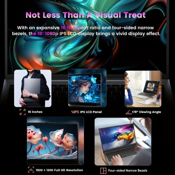 N-one NBook Turbo Laptop, Intel Core I7-13620H 10-core (up To 4.9 GHz), 32GB DDR4+1TB SSD, 16" 1920*1200 Screen, Ultra-narrow Border, Fingerprint Unlocking, WiFi 5, 57 Wh Battery, Full-size Backlit Keyboard, Business Computer, Pc Gamer, Portable Laptop, Computer, Laptop Computer, Laptops On, Gaming Computer, Pc Gaming Computer, Computadora Laptop, Gaming Laptop, Computer Laptop, Laptop En Oferta. Student Learning Computer, Holiday Gift. - Image 6