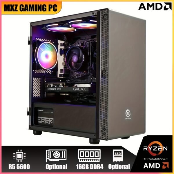 MXZ Gaming PC Desktop Computer, AMD Ryzen 5 5600 3.7GHz, B450, 16GB DDR4, NVME 500G/1TB SSD, 6RGB Fans, Gamer Desktop Computer Optional RX 6650XT/RTX 2060S/RTX 4060/RTX 3060TI/RX 7700XT/RTX 3060 - Image 3