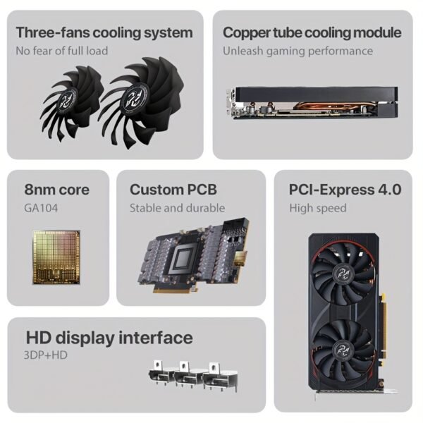 Peladn Gaming RTX3070 8G Graphics Card GDDR6 RGB Lighting PCI Express 4.0 Video Card Triple-fan Edition - Image 4