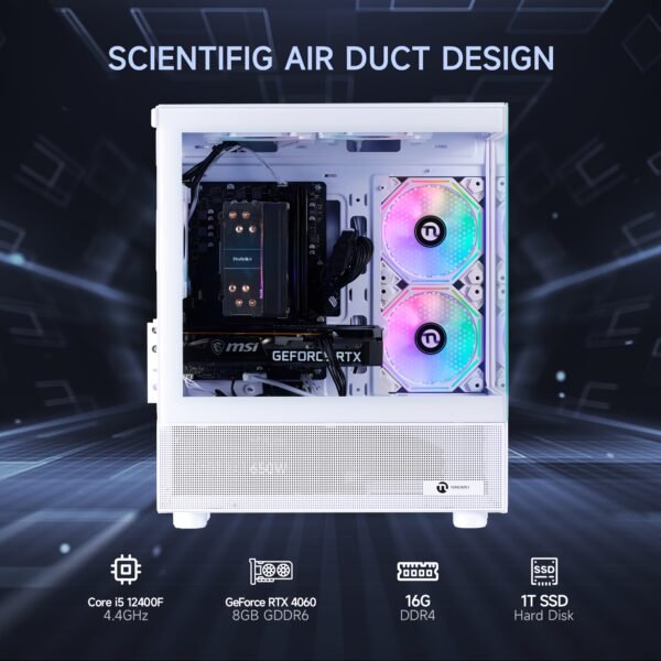 Ningmei Gaming PC Intel Core I5 12400F, Nvidia GeForce RTX 4060, 1TB SSD, 16GB RAM, Gaming Desktop - Image 2