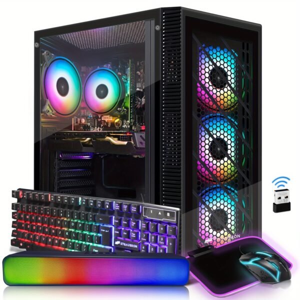 STGAubron Gaming Desktop PC, Radeon RX 590 8G GDDR5, Intel Core i7 3.4G up to 3.9G, 32G RAM, 1T SSD, 600M WiFi, Wirless 5.0, RGB Fan x 4, RGB Keyboard & Mouse & Mouse Pad, RGB BT Sound Bar, W10H64 - Image 3