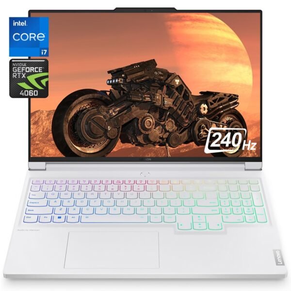 Lenovo Legion 7i Gaming Laptop 16" WQXGA 2560x1600 240Hz, Intel Core i7-14700HX, 64GB DDR5, 2TB SSD, NVIDIA RTX 4060, Wi-Fi 6E, RGB Backlit Keyboard, Fingerprint Reader, Windows 11 Home - Glacier White, Sleek Design, Highresolution Display