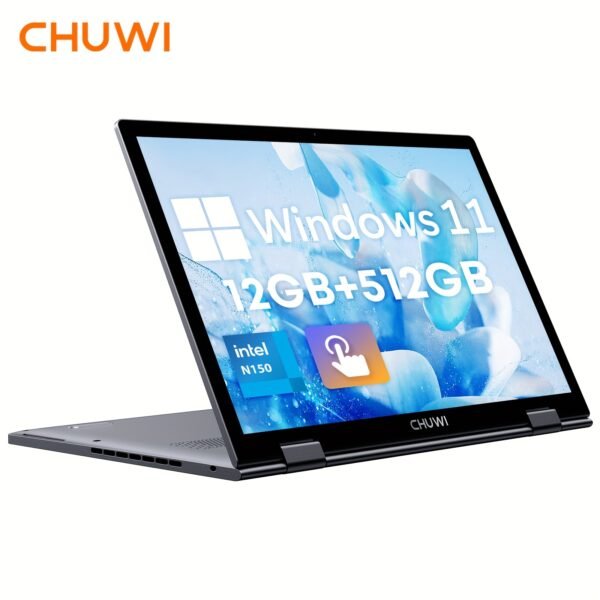 CHUWI MiniBook X 2-in-1 Touch Screen Windows 11 Laptop, 10.51'' 1920*1200 IPS Display, 512GB PCIe SSD 12GB RAM, 13th Gen Intel N150, WiFi6, BT5.2, Backlit Keyboard, 1TB SSD Expand, Type-C, PD 2.0, Webcam, 360 Rotating, Headphone Jack, FHD, LPDDR5, NoteBook Computer