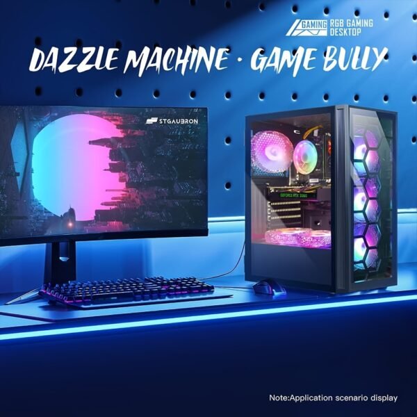STGAubron Gaming Desktop PC, Intel Core I7 3.4 GHz up to 3.9 GHz, GeForce RTX 2060 6G GDDR6, 16G RAM, 512G SSD, WiFi, Wireless 5.0, RGB Fanx6, RGB Keyboard&Mouse, RGB Mouse Pad, RGB BT Sound Bar, W10H64 - Image 4