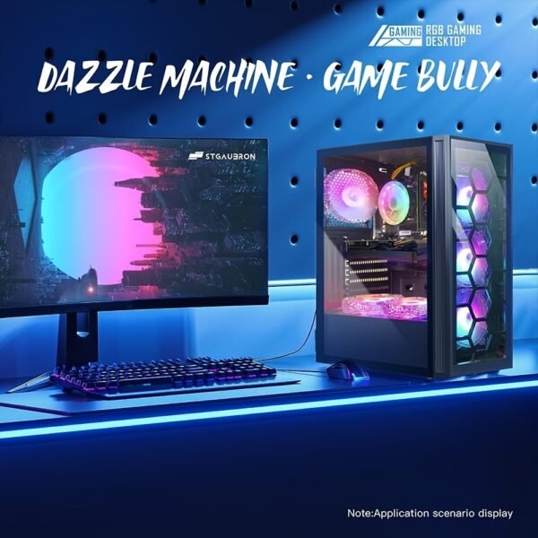 STGAubron Gaming Desktop PC, Core I7 3.4G Up To 3.9G, GeForce RTX 2060 Super 8G GDDR6, 32G, 1TB SSD, WiFi, Wireless 5.0, RGB Keybaord, RGB Mouse Pad, RGB Wireless Sound Bar, RGB Wireless Headset Mic, W10H64 - Image 4