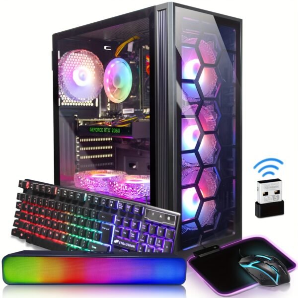 STG Aubron Gaming Desktop PC, GeForce RTX 2060 Super 8G, Core i7 up to 3.9G, 32G Ram, 1TB SSD, WiFi, RGB BT Sound Bar & Headset Mic, Windows 10 Home - Image 4
